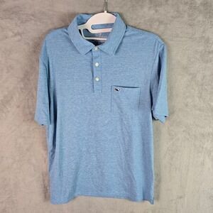 Vineyard Vines Mens Edgartown Polo Shirt Blue Striped Pocket Size Small 1K6065